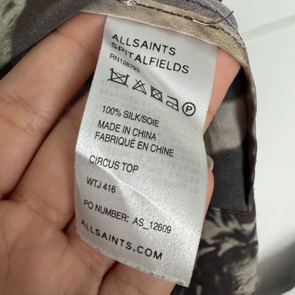 ALL SAINTS SPITALFIELDS ANIMAL TIGER GRAPHIC SILK BLOUSE WOMENS 10 - Picture 4 of 4